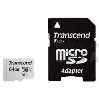 Карта памяти MicroSD 64 Гб Transcend 300S UHS-I U1 + SD адаптер Карта памяти MicroSD 64 Гб Transcend 300S UHS-I U1 + SD адаптер