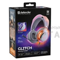Гарнитура игровая DEFENDER Glitch, RGB, провод 2 м, белый (1/20)
