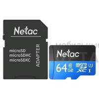 Карта памяти MicroSD 64GB  Netac  P500  Standard  U1/Class 10  (90 Mb/s) + SD адаптер Карта памяти MicroSD 64GB  Netac  P500  Standard  U1/Class 10  (90 Mb/s) + SD адаптер